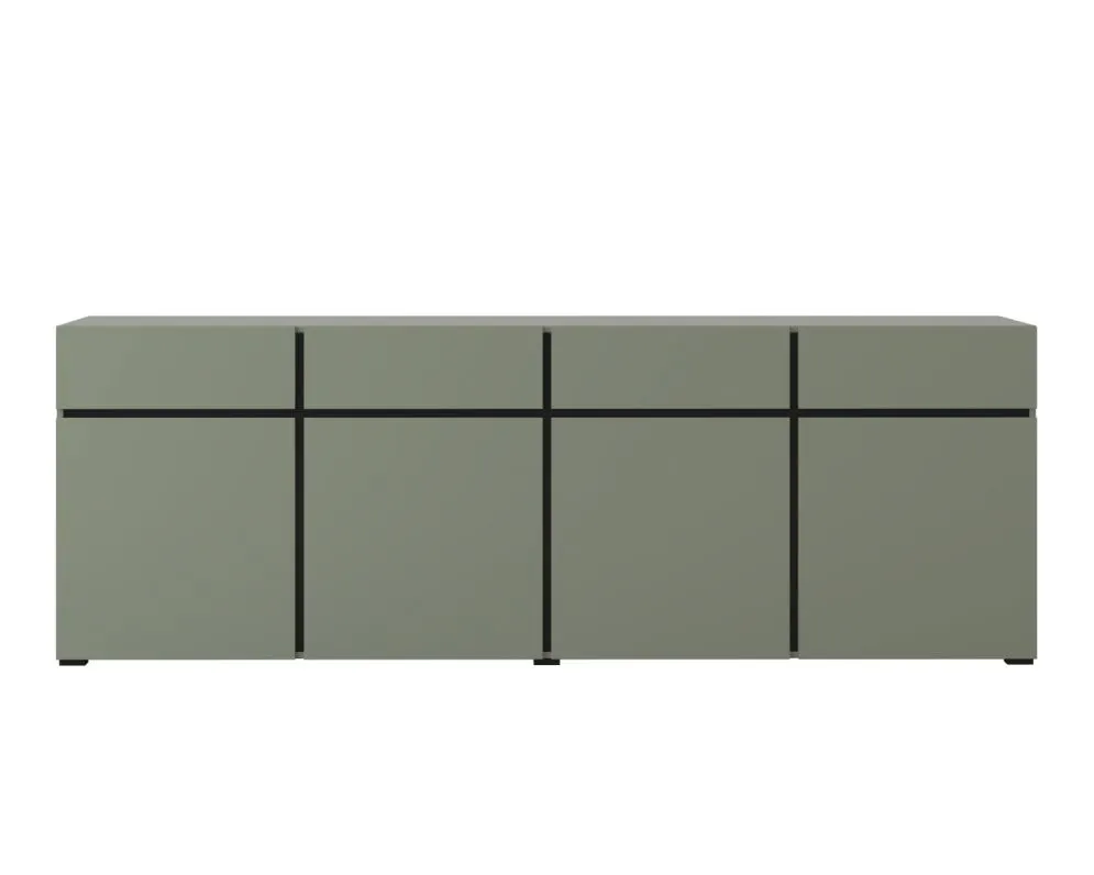 Komoda CROSS 4D4S 225cm zielona/czarna z płyty laminowanej I sklep meblowy MIRAT.  kolekcja HV-CROSS