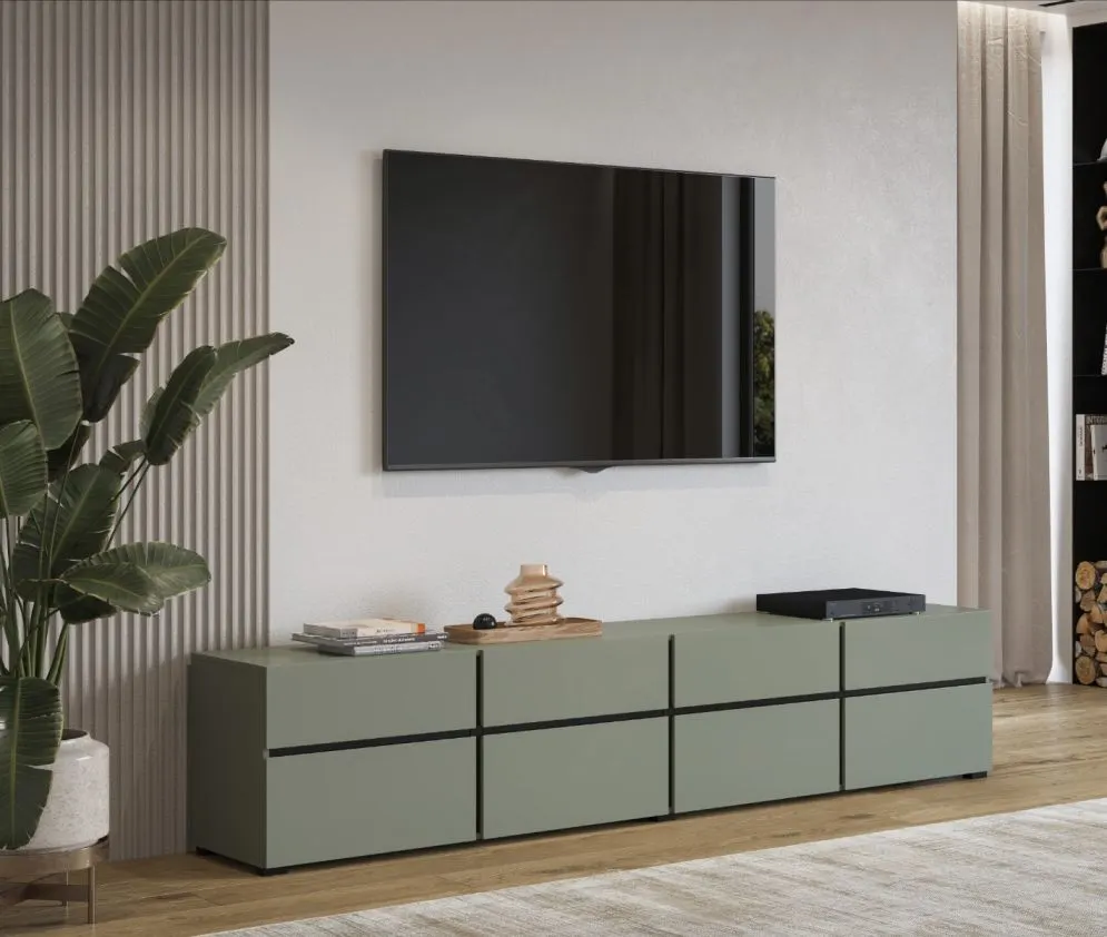 Szafka RTV CROSS 4K4S 225cm zielona/czarna szeroka I sklep meblowy MIRAT.  kolekcja HV-CROSS