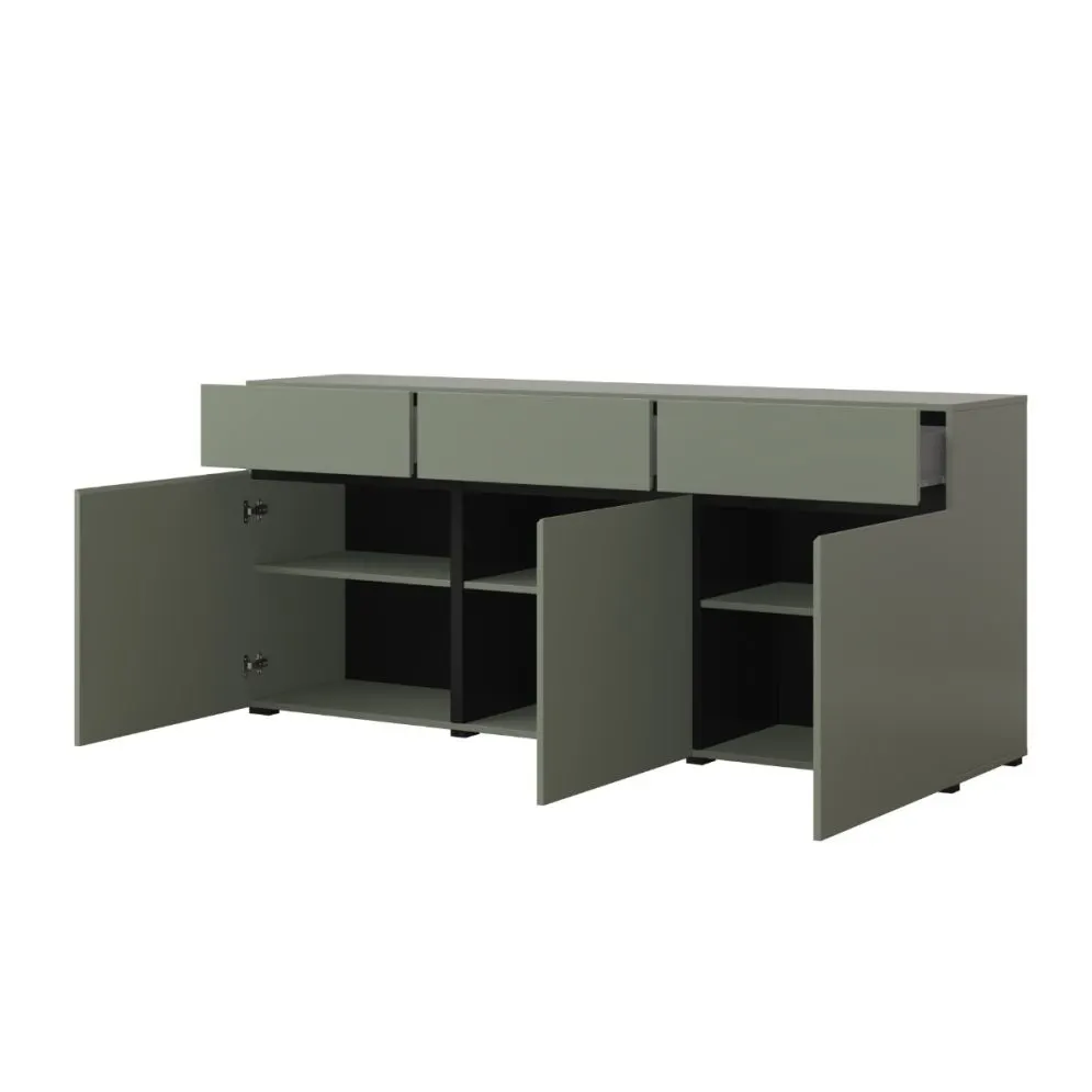 nowoczesna komoda CROSS 3D3S 180cm zielona/czarna I sklep meblowy MIRAT.  kolekcja HV-CROSS