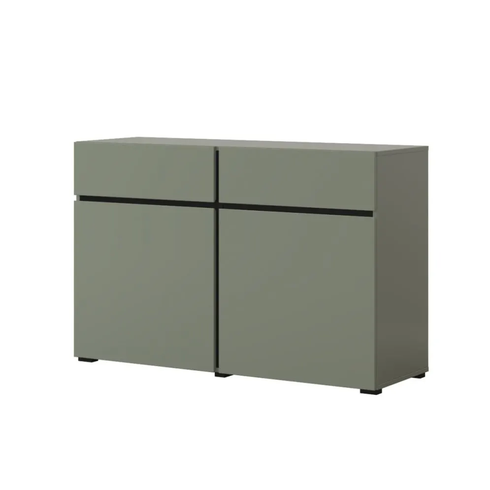Komoda CROSS 2D2S 119cm zielona/czarna z półkami I sklep meblowy MIRAT. kolekcja HV-CROSS