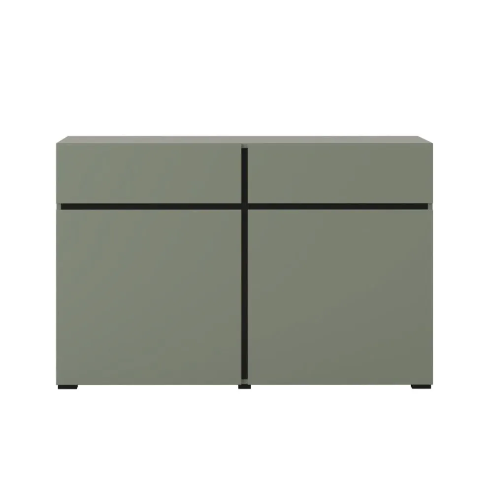 Komoda CROSS 2D2S 119cm zielona/czarna z półkami I sklep meblowy MIRAT. kolekcja HV-CROSS