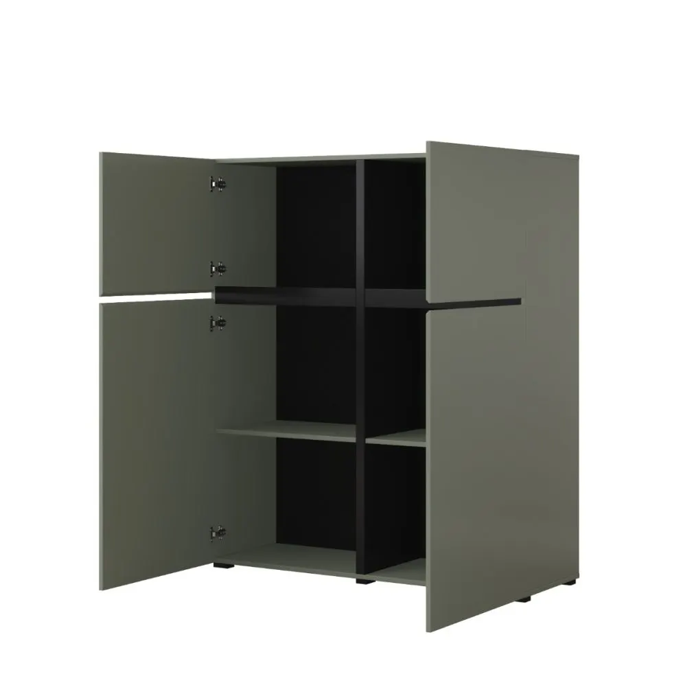 Komoda wysoka CROSS 4D 119cm zielona/czarna w minimalistycznym stylu I sklep meblowy MIRAT. kolekcja HV-CROSS