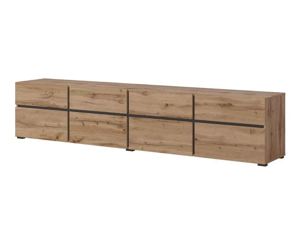 Szafka RTV CROSS 4K4S 225cm dąb wotan/czarna pod telewizor I sklep meblowy MIRAT. styl SKANDYNAWSKI kolekcja HV-CROSS