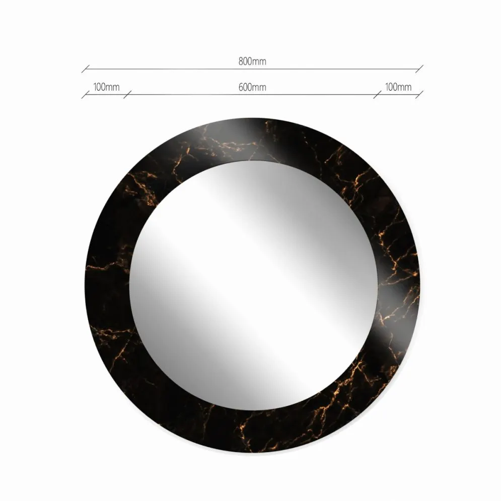 Ekskluzywne lustro okrągłe MORENA BLACK MARBLE 80cm czarne I sklep meblowy MIRAT.
