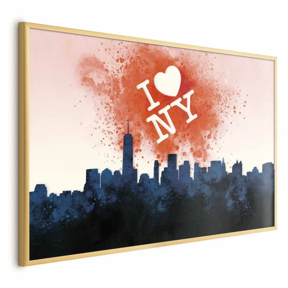 Plakat I love NY 60x40 cm z ramą złotą bez marginesu | MIRAT.