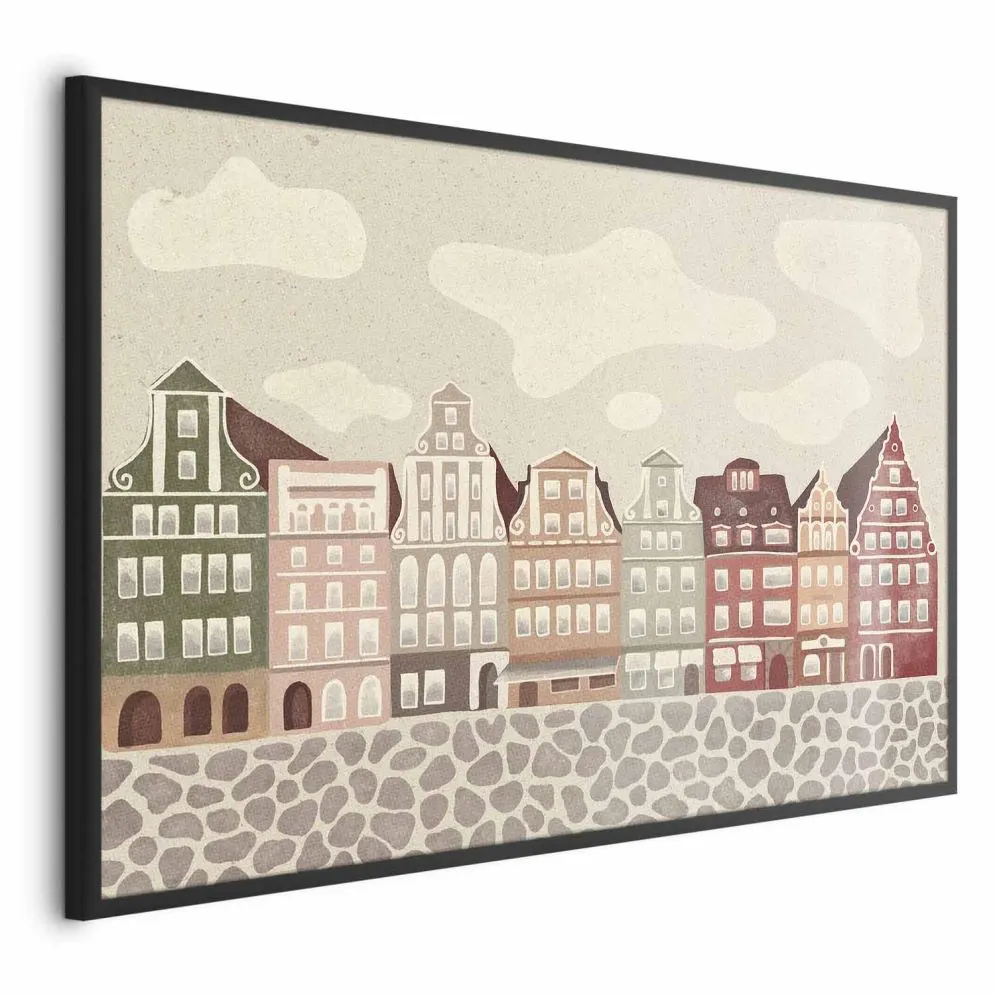 Plakat Kolorowe Fasady 60x40 cm z ramą czarną bez marginesu | MIRAT.