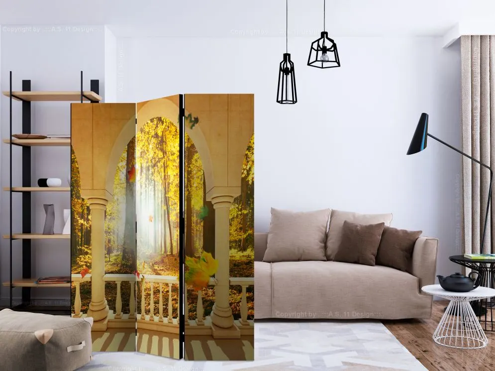 Parawan dwustronny Pejzaże 135x172 cm 3-częściowy żółty | MIRAT.