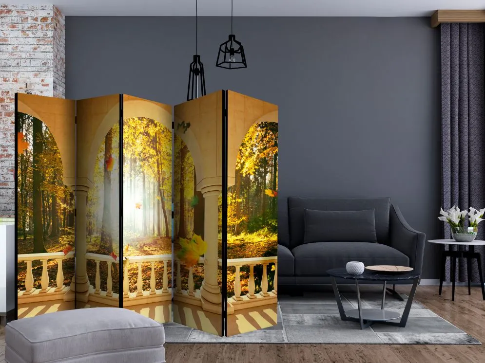 Parawan dwustronny Pejzaże 225x172 cm 5-częściowy żółty | MIRAT.