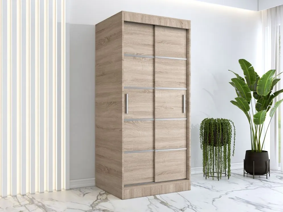 Szafa przesuwna MODUO COMFORT 90 dąb sonoma z listwami | MIRAT. w stylu kolekcja MODUO COMFORT