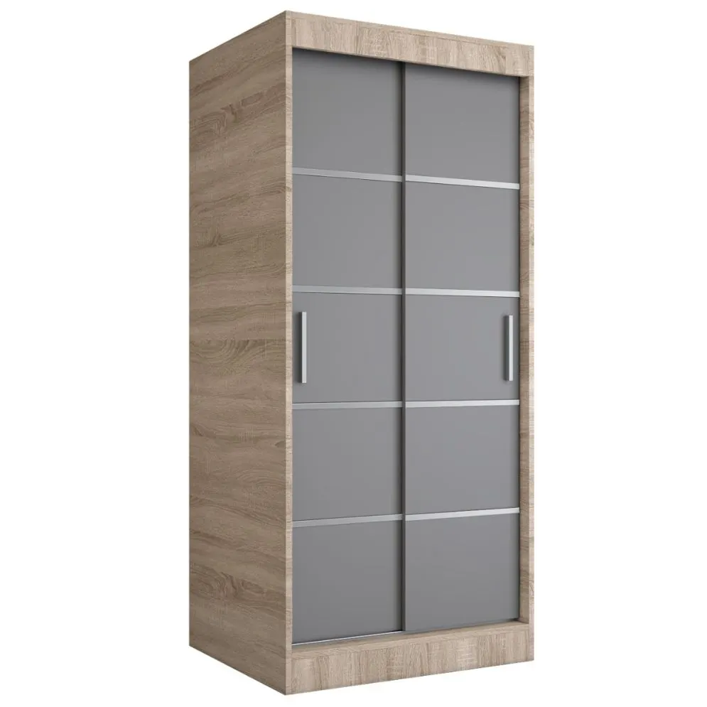 Szafa przesuwna MODUO COMFORT 90 dąb sonoma/antracyt z ozdobnymi listwami | MIRAT. w stylu  kolekcja MODUO COMFORT