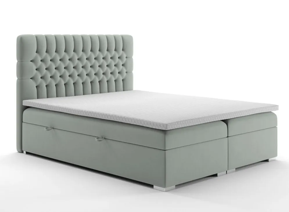 Łóżko kontynentalne RUBID 180 szare velvet z pojemnikiem | MIRAT. styl GLAMOUR