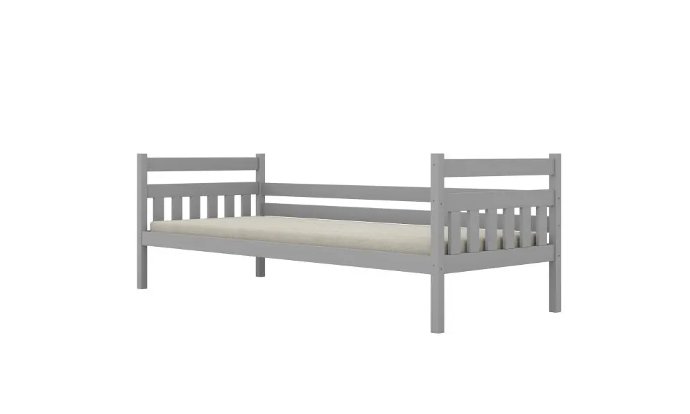 Szare łóżko dla nastolatka z drewna sosnowego Lulek 180x80 | MIRAT