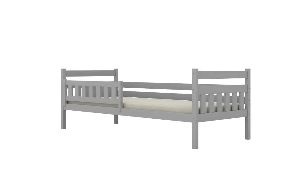 Szare łóżko dla nastolatka z drewna sosnowego Lulek 180x80 | MIRAT