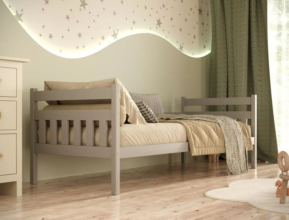 Szare łóżko dla nastolatka z drewna sosnowego Lulek 180x80 | MIRAT