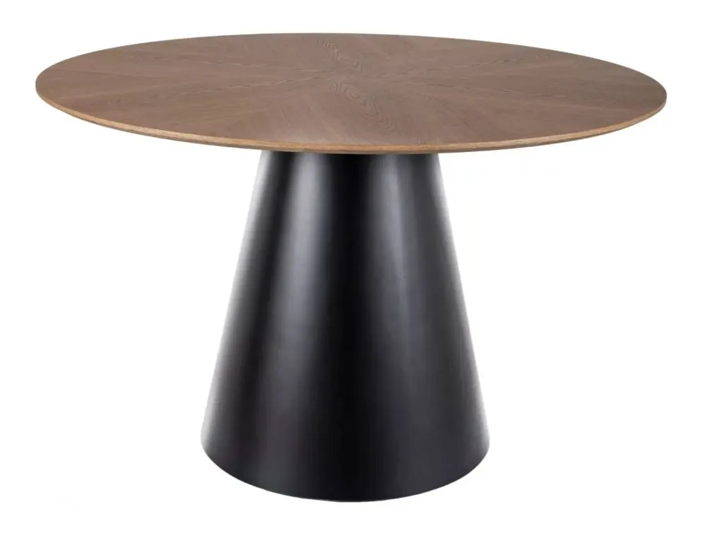 Stół z okrągłym blatem ANGEL 120 cm Dąb / Czarny |MIRAT