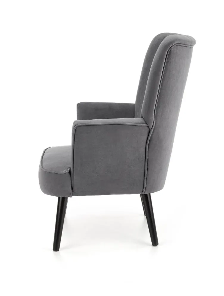 Fotel do salonu DELGADO VELVET szary z przeszyciami | MIRAT. styl LOFT