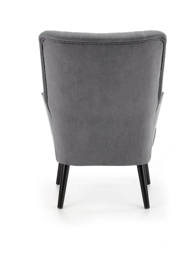 Fotel do salonu DELGADO VELVET szary z przeszyciami | MIRAT. styl LOFT