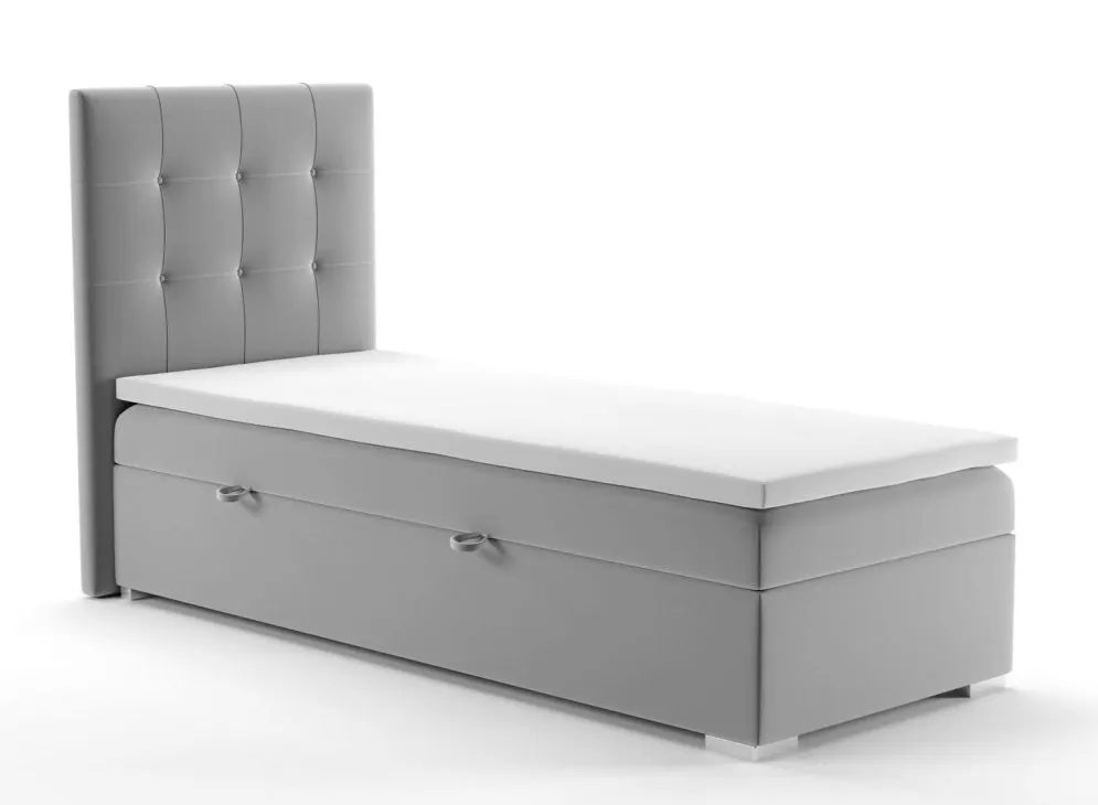 Łóżko kontynentalne JAGULA 90 szare velvet z pojemnikiem i materacem | MIRAT. w stylu GLAMOUR kolekcja