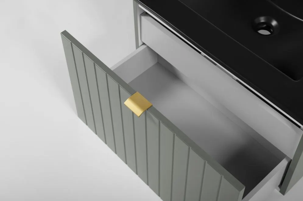 Szafka pod umywalkę HARMO 80 cm szaro-zielona półmat z cichym domykiem | MIRAT kolekcja HARMO