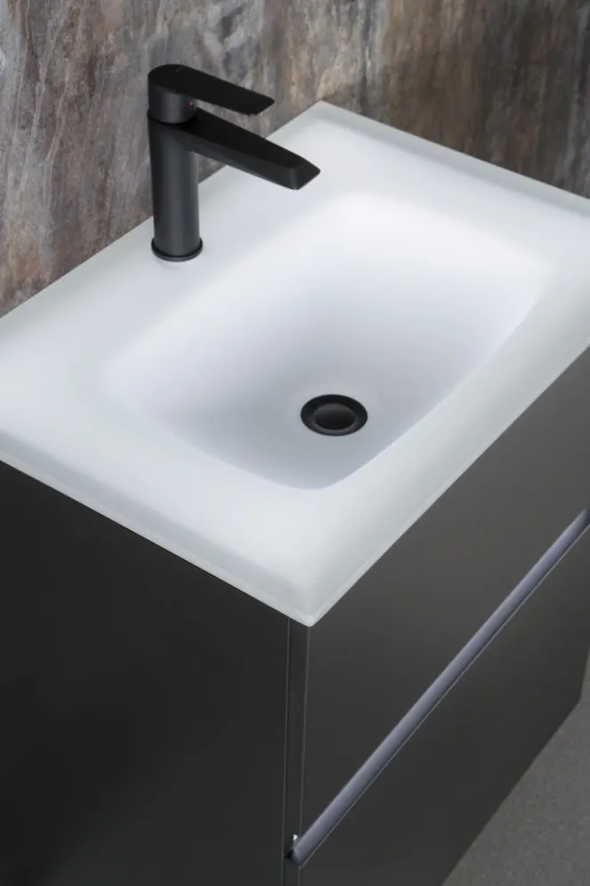 Szafka pod umywalkę NEO 60 cm czarna mat z oświetleniem LED i czujnikiem ruchu | MIRAT kolekcja NEO