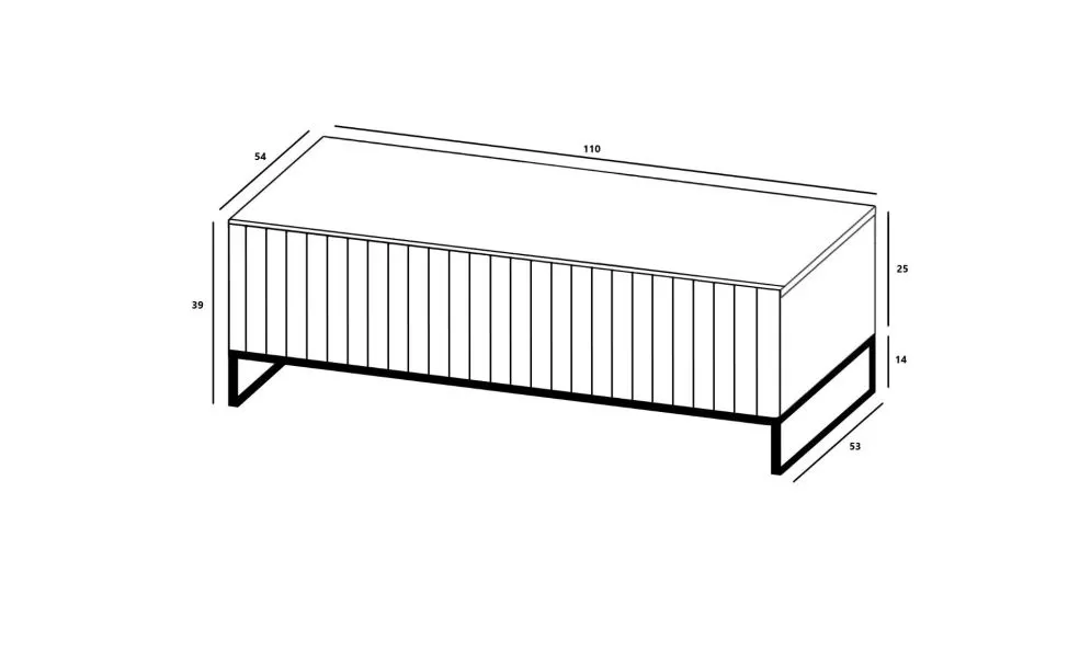 Stolik kawowy TAL 3D 110x54cm biały mat nowoczesny I sklep meblowy MIRAT. styl LOFT, RYFLOWANY kolekcja TAL