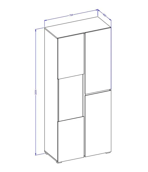 Witryna wysoka CROSS 3D 80cm biała/czarna trzydrzwiowa I sklep meblowy MIRAT. styl SKANDYNAWSKI kolekcja HV-CROSS