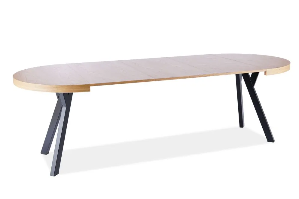 Stół rozkładany DOMINGO dąb/czarny mat okrągły do salonu | MIRAT. w stylu LOFT kolekcja