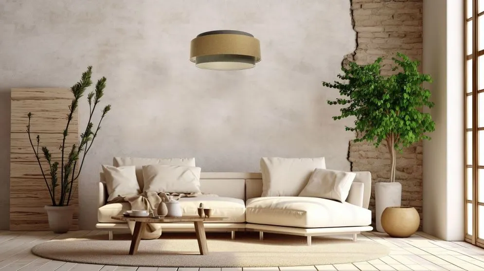 Lampa wisząca ERUTAN DUDU szara/beżowa w kształcie walca I sklep meblowy MIRAT.
