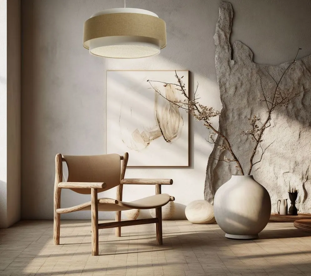 Lampa wisząca ERUTAN DUDU RATTAN kremowa/żółta dwukolorowa I sklep meblowy MIRAT.