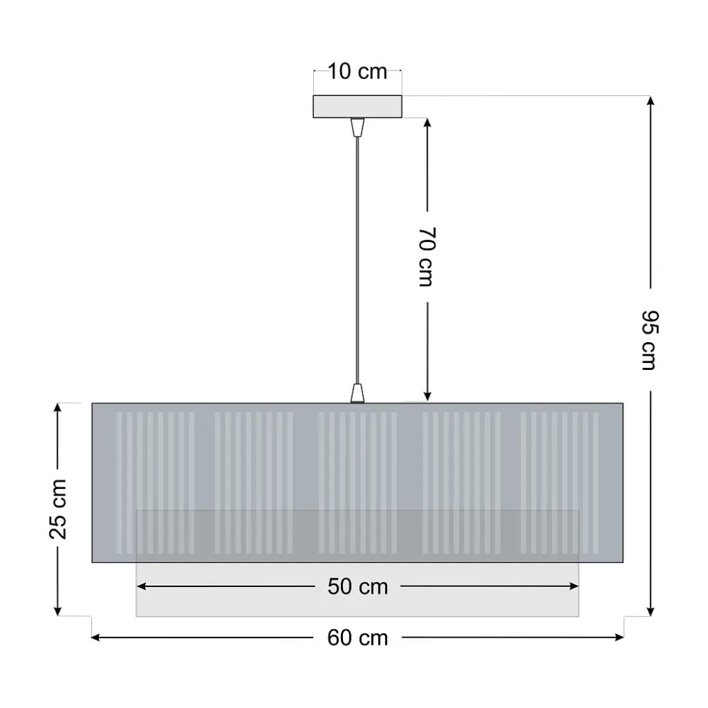 Lampa wisząca DUO LAMI LINE 60x25 szara z podwójnym abażurem I sklep meblowy MIRAT.