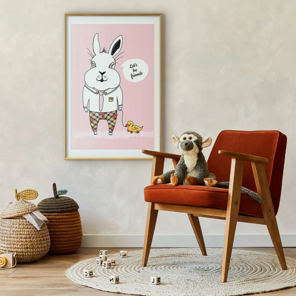 Plakat Przyjaciel królika 21x30 cm z ramą złotą z marginesem | MIRAT.