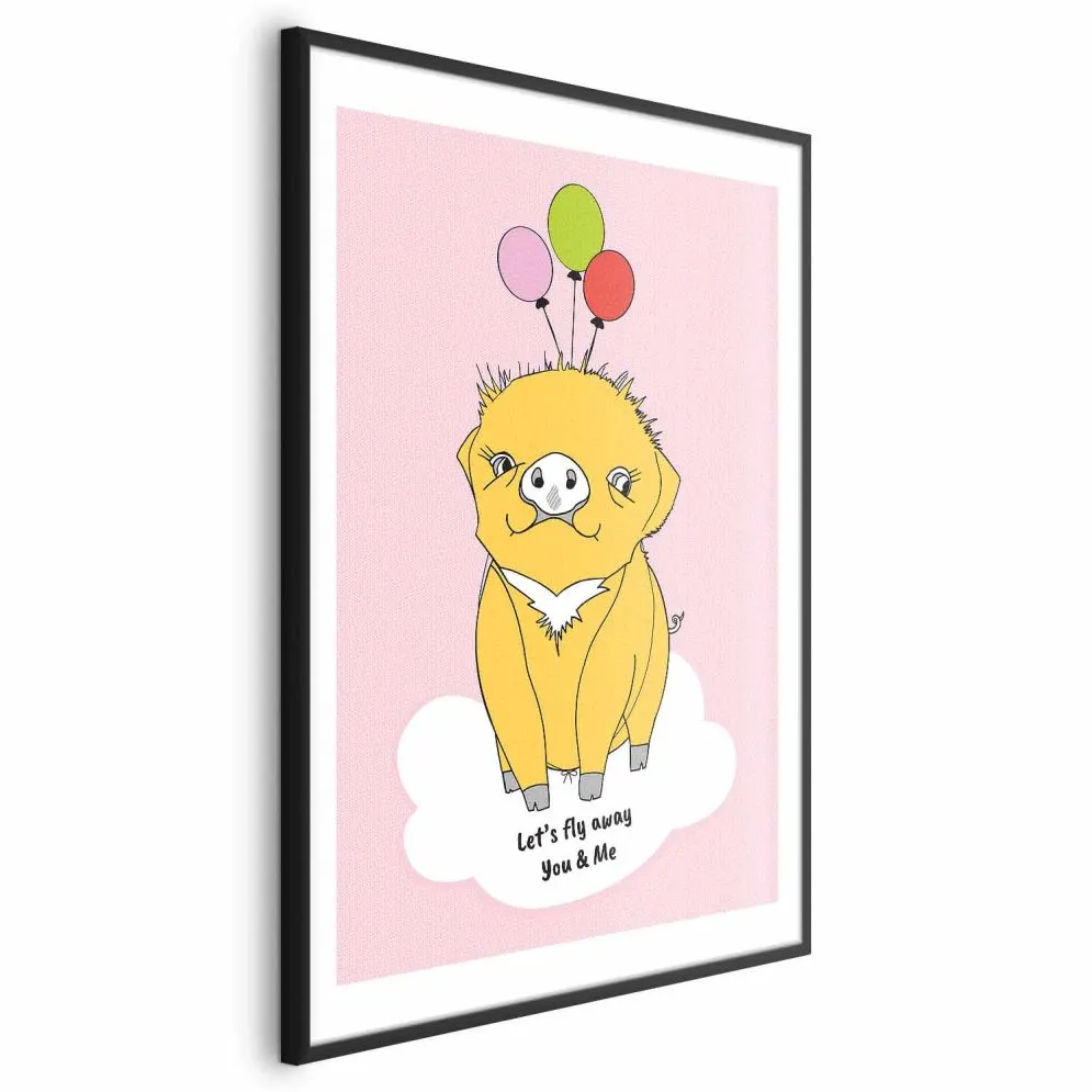 Plakat Podniebna świnka 21x30 cm z ramą czarną z marginesem | MIRAT.