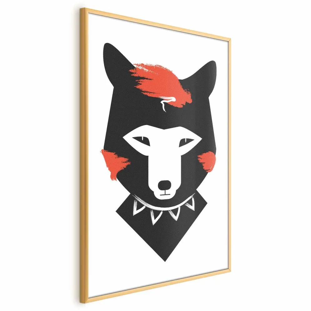 Plakat Grzeczny lisek 60x90 cm z ramą złotą bez marginesu | MIRAT.