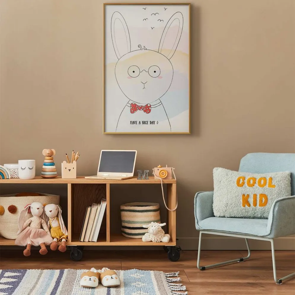 Plakat Pozdrowienia od królika 29,7x42 cm z ramą złotą bez marginesu | MIRAT.