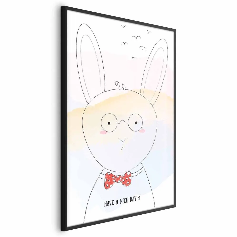 Plakat Pozdrowienia od królika 21x30 cm z ramą czarną bez marginesu | MIRAT.