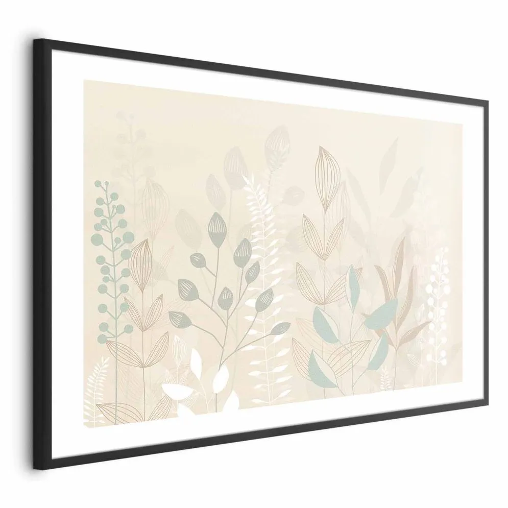 Plakat Pastelowa polana 90x60 cm z ramą czarną z marginesem | MIRAT.