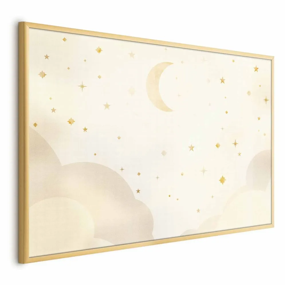 Plakat Rozgwieżdżona noc 30x21 cm z ramą złotą bez marginesu | MIRAT.