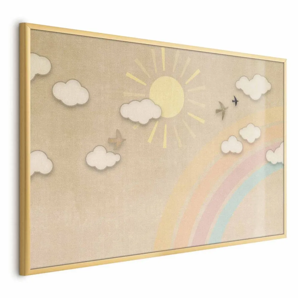 Plakat Tęczowy dzień 42x29,7 cm z ramą złotą bez marginesu | MIRAT.