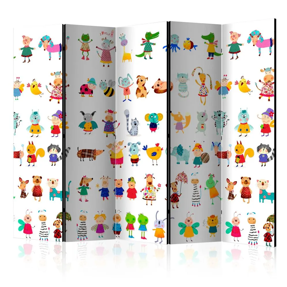 Parawan dwustronny Dla dzieci 225x172 cm 5-częściowy wielokolorowy | MIRAT.