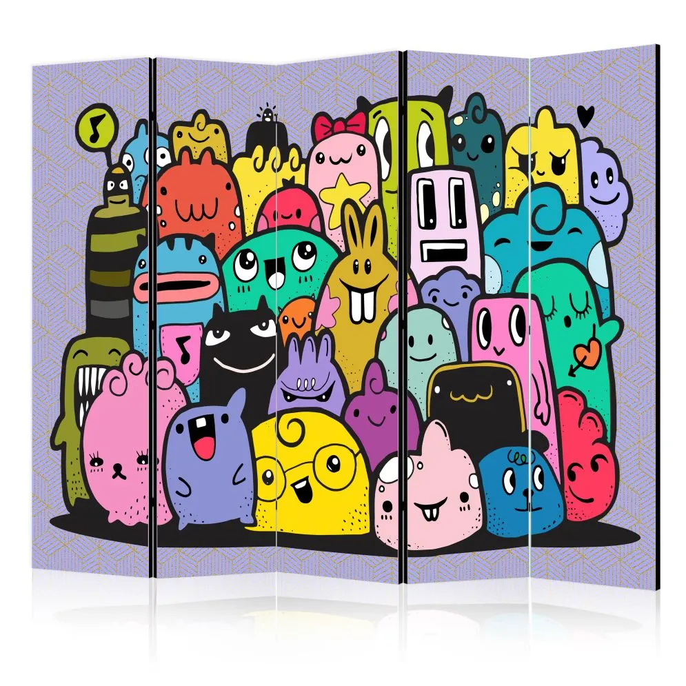 Parawan akustyczny Dla dzieci 225x172 cm 5-częściowy wielokolorowy | MIRAT.