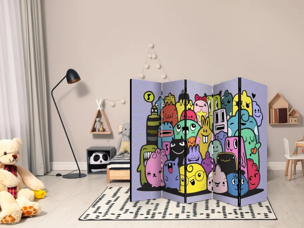Parawan akustyczny Dla dzieci 225x172 cm 5-częściowy wielokolorowy | MIRAT.