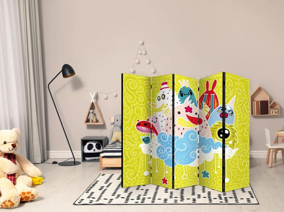 Parawan dwustronny Dla dzieci 225x172 cm 5-częściowy wielokolorowy | MIRAT.