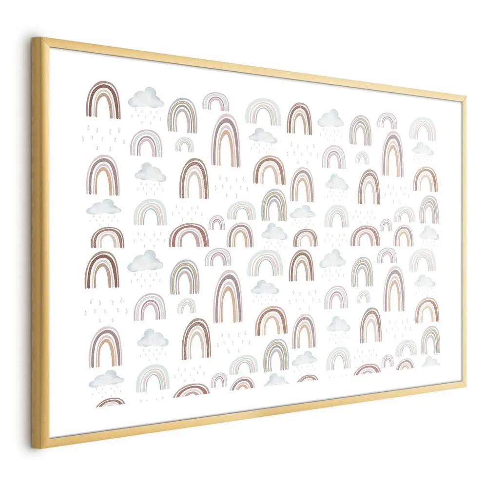 Plakat Tęcza po deszczu 30x21 cm z ramą złotą z marginesem | MIRAT.