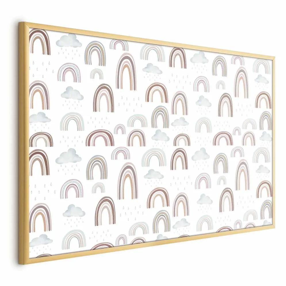 Plakat Tęcza po deszczu 30x21 cm z ramą złotą bez marginesu | MIRAT.