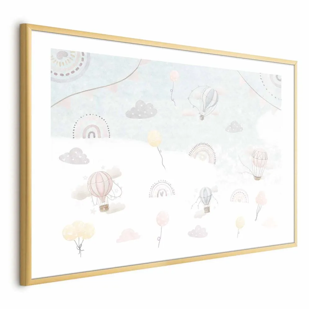 Plakat Przygoda pośród chmur 60x40 cm z ramą złotą z marginesem | MIRAT.