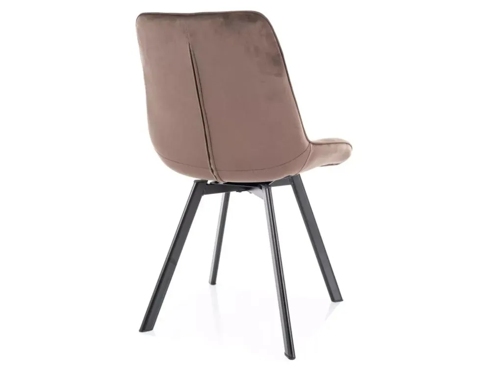 Eleganckie krzesło Monti Velvet cappuccino na czarnych nogach | MIRAT