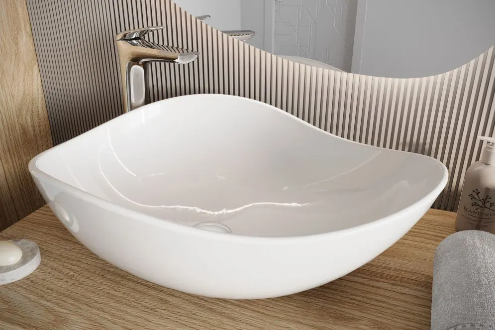 Szafka pod umywalkę OCEAN BEIGE 82-60-2S 60cm dąb olejowany/beżowa z frontami 3D I sklep meblowy MIRAT. styl GLAMOUR