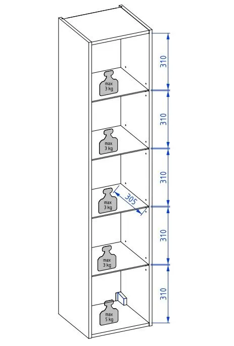 Słupek łazienkowy jednodrzwiowy EDGE 35 cm antracytowa półmat | MIRAT kolekcja KF-EDGE
