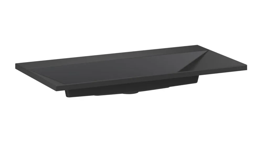 Umywalka wpuszczana kwarcowa EDGE 90 cm czarna mat bez otworu na baterię | MIRAT