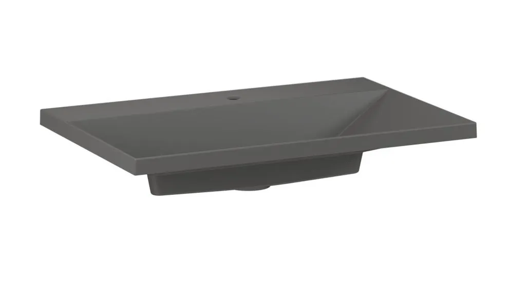 Umywalka wpuszczana kwarcowa EDGE 90 cm beton mat z otworem na baterię | MIRAT